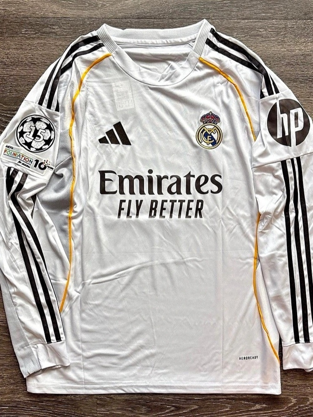 adidas Real Madrid Mbappé 10 jersey Long Sleeve Soccer Jersey White & Black